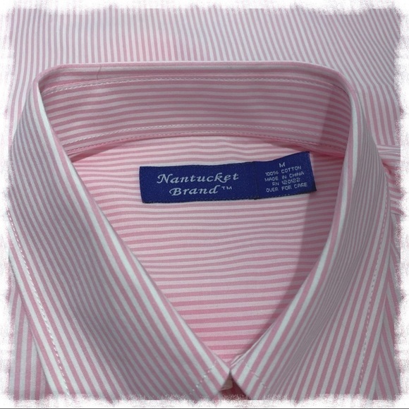 Nantucket Brand Mens Pink/White Stripe Button Down - Picture 6 of 7